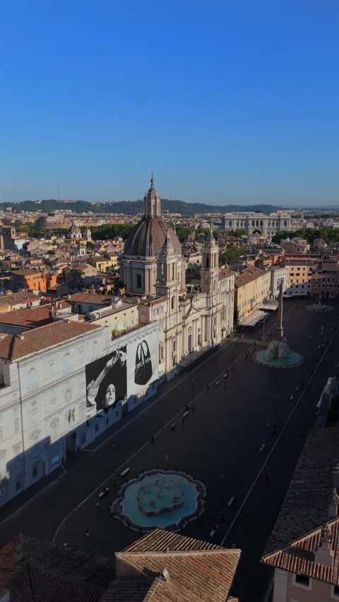 An Aerial View of Piazza Navona A Very Renowned Historic Landmark Located in Video stock 318055053