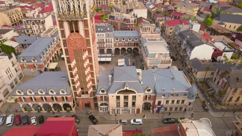 Aerial View Of The Piazza Square With Mountains View In Batumi, Georgia Video stock 236246101