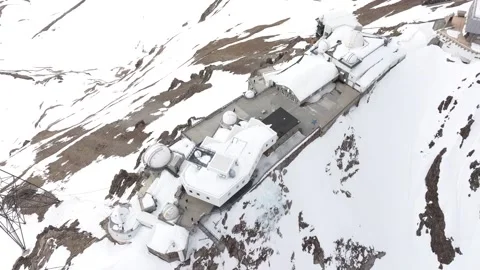 Aerial view of the Pic du Midi in the Pyrenees in winter by drone 04 Stock Footage 291937067