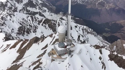 Aerial view of the Pic du Midi in the Pyrenees in winter by drone 05 Stock-Footage 291937091
