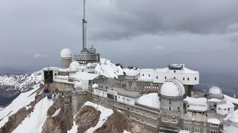 Aerial view of the Pic du Midi in the Pyrenees in winter by drone 11 Stock-Footage 291937488