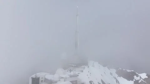 Aerial view of the Pic du Midi in the Pyrenees in winter by drone 13 Video stock 291937522