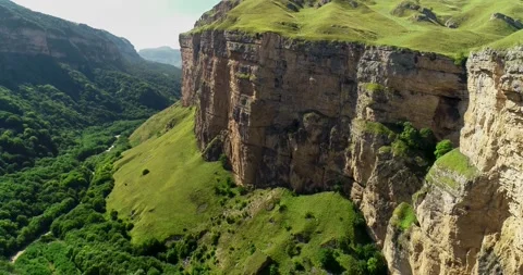 Aerial view of the picturesque cliffs in the Caucasus Mountains. Stock Footage 158460596