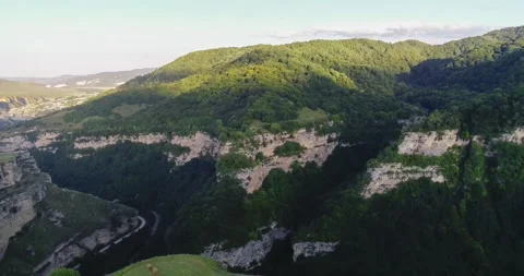Aerial view of the picturesque cliffs in the Caucasus Mountains. Stock Footage 158460992