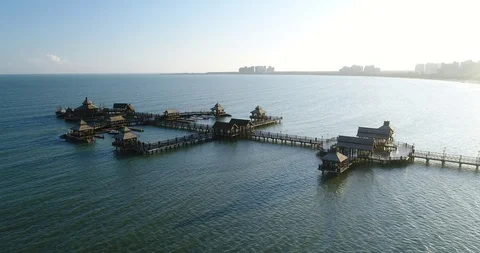 Aerial View of Pier at Beach Stock Footage 102256901