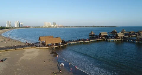 Aerial View of Pier at Beach Stock Footage 103519878