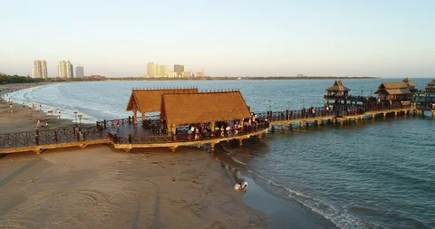 Aerial View of Pier at Beach Stock Footage 103529804