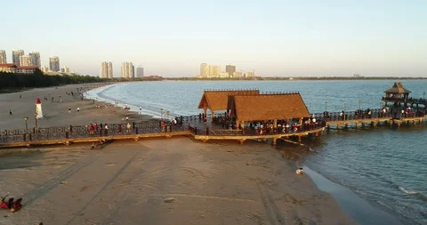 Aerial View of Pier at Beach Stock Footage 103531457