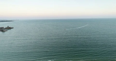 Aerial View of Pier at Beach Stock Footage 103536310