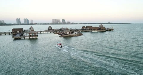 Aerial View of Pier at Beach Stock Footage 103538050