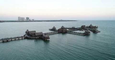 Aerial View of Pier at Beach Stock Footage 103539139