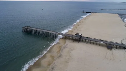 Aerial view of pier on the beach Stock-Footage 107439527