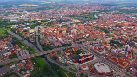 Aerial view to Pilsen in Czech Republic, Central Europe. Stock-Footage 72091253