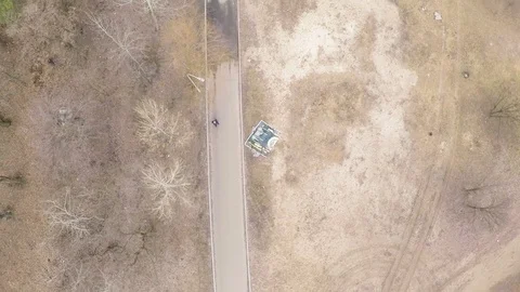 Aerial view of pine-deciduous forest in early spring Stock Footage 104160044