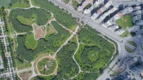 Aerial view of Pine Forest, the largest public park in Beirut, Lebanon Video stock 254922645