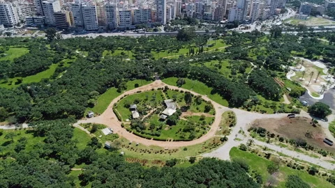 Aerial view of Pine Forest, the largest public park in Beirut, Lebanon Stock Footage 254924341