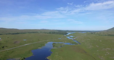 Aerial view of Pine Trees Island, Derryclare Lough - Lake, Galway, Ireland Stock-Footage 148746972