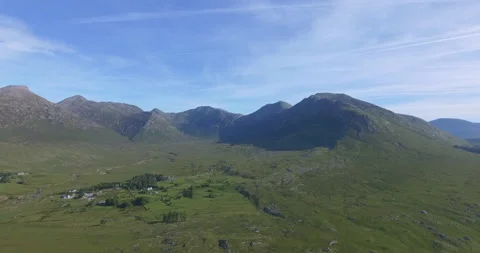 Aerial view of Pine Trees Island, Derryclare Lough - Lake, Galway, Ireland Stock-Footage 148753563