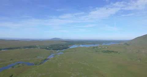 Aerial view of Pine Trees Island, Derryclare Lough - Lake, Galway, Ireland Stock-Footage 148754294