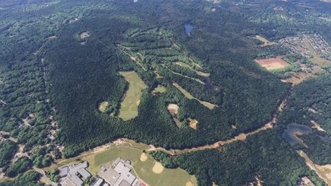 Aerial view of Pine Valley Golf Club in Pine Hill. New Jersey. United States Stock Footage 306341219