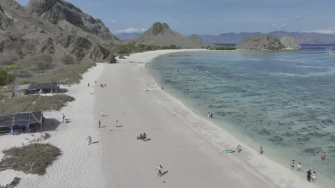 Aerial view pink beach on padar island indonesia Stock Footage 267354751