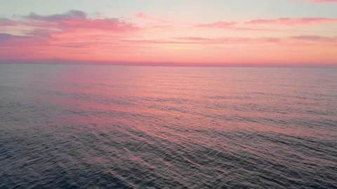 Aerial View of a Pink Sunset Over the Baltic Sea in Lithuania Stock Footage 321756014
