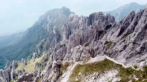 Aerial view of the pinnacles of Southern Grigna, Valsassina, Italy Stock Footage 132583645