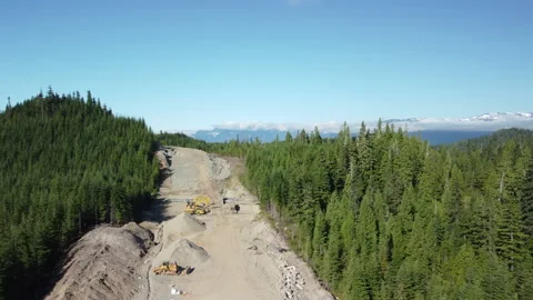 Aerial view of pipeline construction in a remote area Stock Footage 163182576