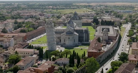 Aerial view at Pisa tower Stock Footage 197351601
