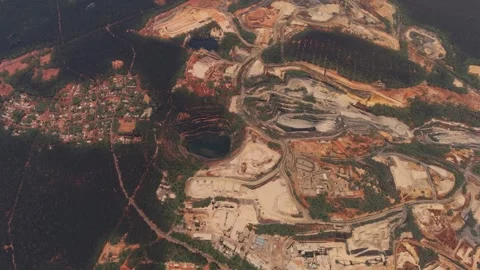 Aerial view of the Pit of Lithium Mine. Greenbushes. Australia Video stock 305605534