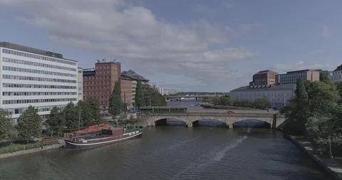 An aerial view Pitkasilta between Hakaniemi and Kaisaniemi. Stock Footage 117072097