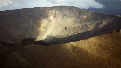 Aerial view of Piton de la Fournaise on Reunion island. Stock Footage 95276840