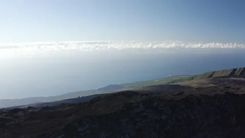 Aerial view of Piton de la Fournaise, a crater on Reunion Island. Stock Footage 168042964
