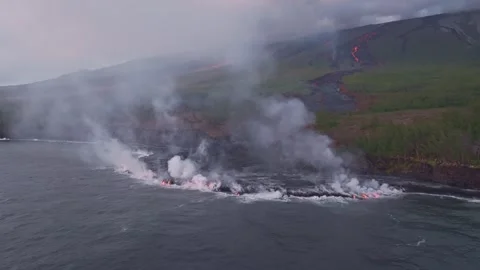 Aerial view of Piton de la Fournaise, Réunion. Stock Footage 331923412