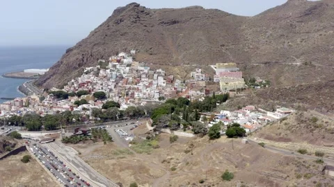 Aerial view of the place called Saint Andreas. At Tenerife. Drone panorama. Stock Footage 208939744