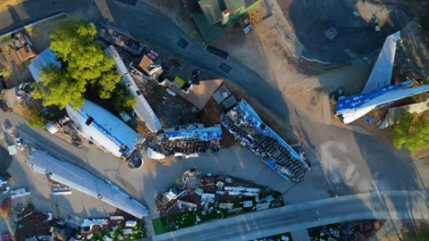 Aerial view of plane crash set at Universal Studios Hollywood, June 22, 2025 Stock Footage 316539531