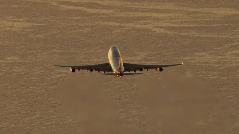 Aerial view plane flying over Pacific Ocean LA Stock Footage 104258787