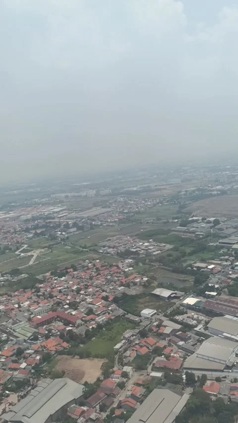 Aerial view of the plane landing Stock Footage 297659503