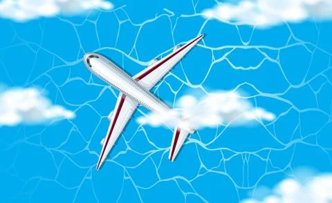 An aerial view of plane in sky Stock Illustration