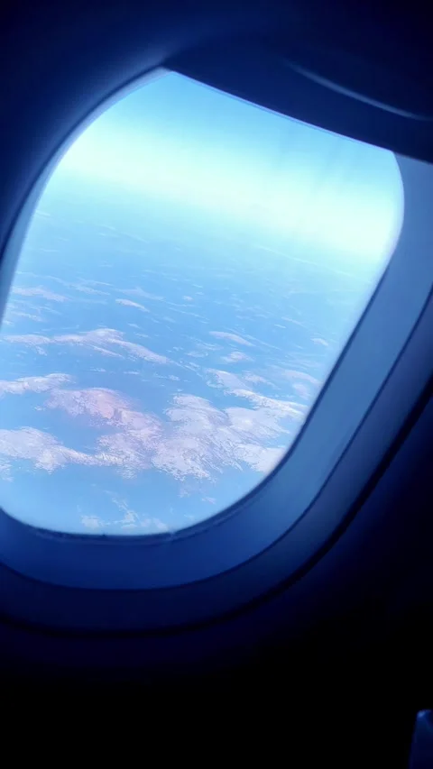 Aerial view from plane Window. Beautiful landscape on the Kola Peninsula. Hills. Видео 295382190