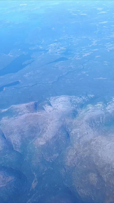 Aerial view from plane Window. Beautiful landscape on the Kola Peninsula. Hills. 스톡 동영상 295487147