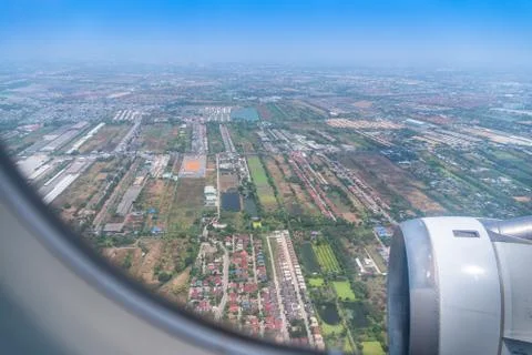 Aerial view from the plane window Stock Photos