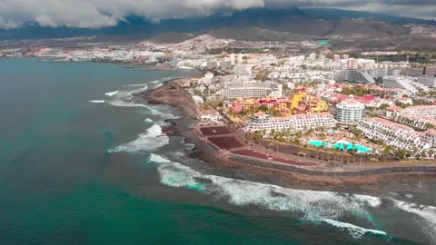 Aerial View Of Playa de las Américas, Tenerife, Spain. Video stock 169313658