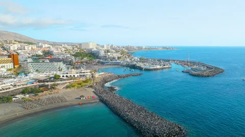 Aerial view of "Playa de las Américas", Tenerife (Canary Islands) Stock Footage 213507248