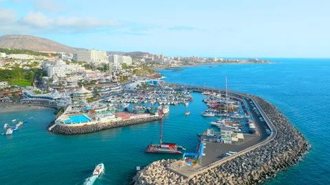 Aerial view of "Playa de las Américas", Tenerife (Canary Islands) Stock Footage 213526958