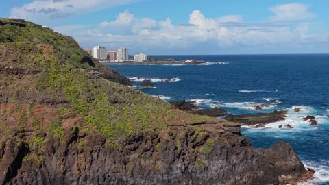 Aerial View of Playa de San Juan and surroundings in Tenerife, Canary Islands Stock Footage 331829067