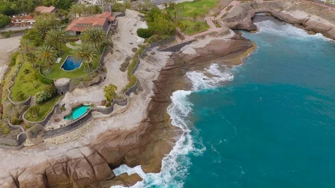 Aerial view of the Playa del Duque, Adeje, Tenerife, Canarias, Spain Stock Footage 111459698