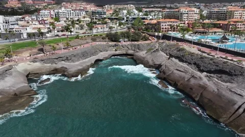 Aerial view of Playa del Duque, Tenerife, Canary Islands, Spain Stock Footage 301728093