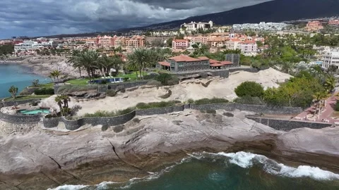 Aerial view of Playa del Duque, Tenerife, Canary Islands, Spain Stock Footage 301728640