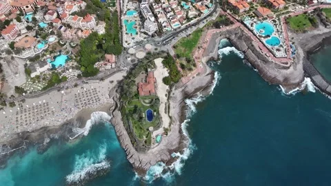 Aerial view of Playa del Duque, Tenerife, Canary Islands, Spain Stock Footage 301730020